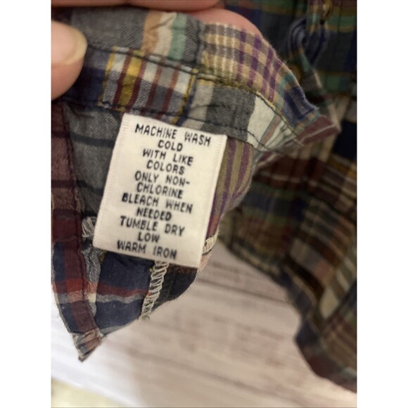Brooks Brothers Shirt Mens XL Cotton Madras Patchwork Plaid Long Sleeve Indian - Picture 7 of 7